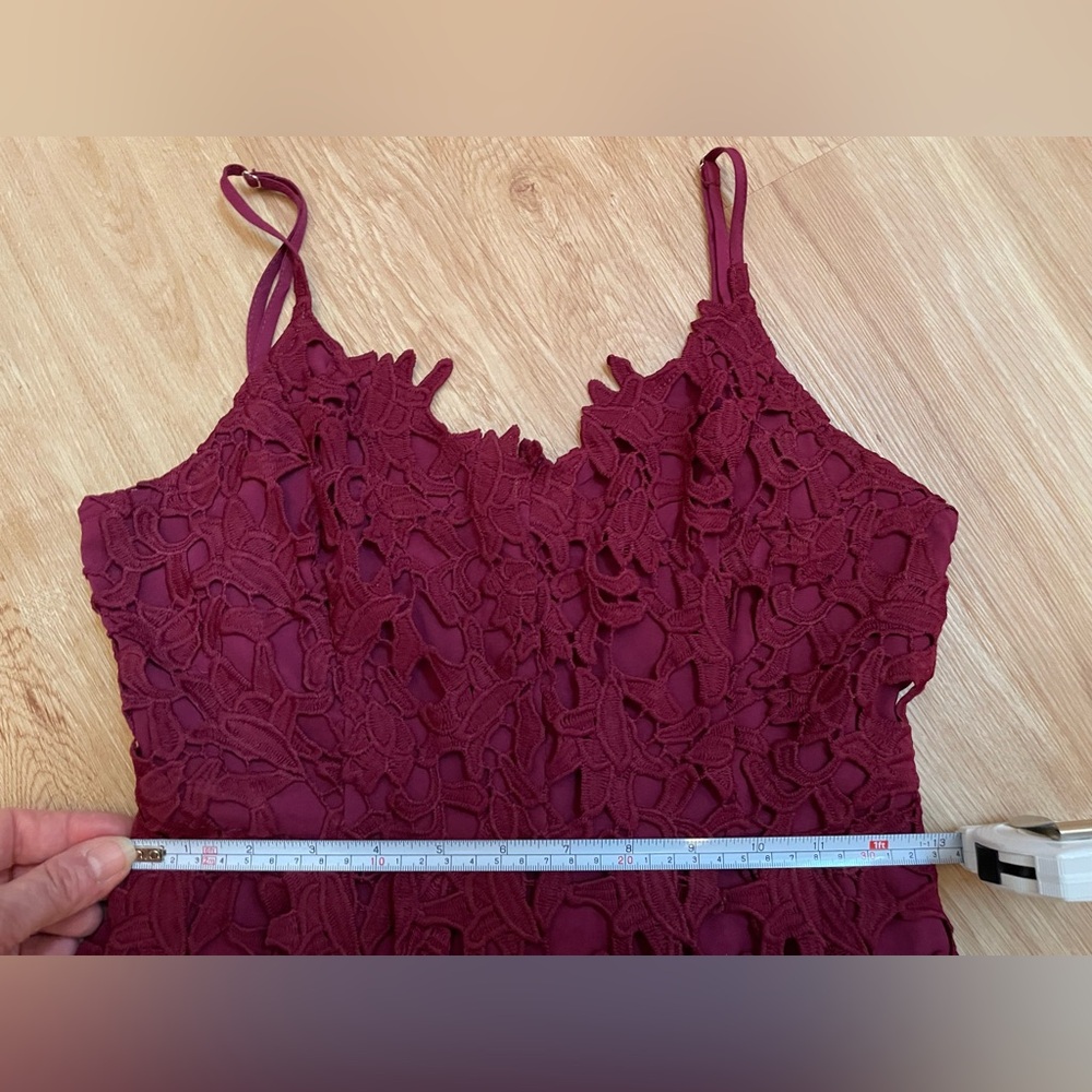 New NWT Endless Rose burgundy red lace midi dress XS spaghetti straps $100 - Picture 12 of 14